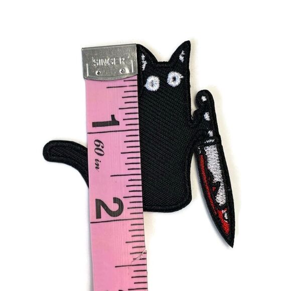 Spooky Killing Black Cat Embroidered Patch - Picture 2 of 4